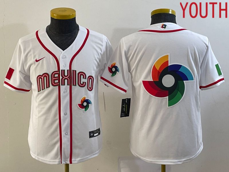 Youth 2023 World Cub Mexico Blank White Nike MLB Jersey8